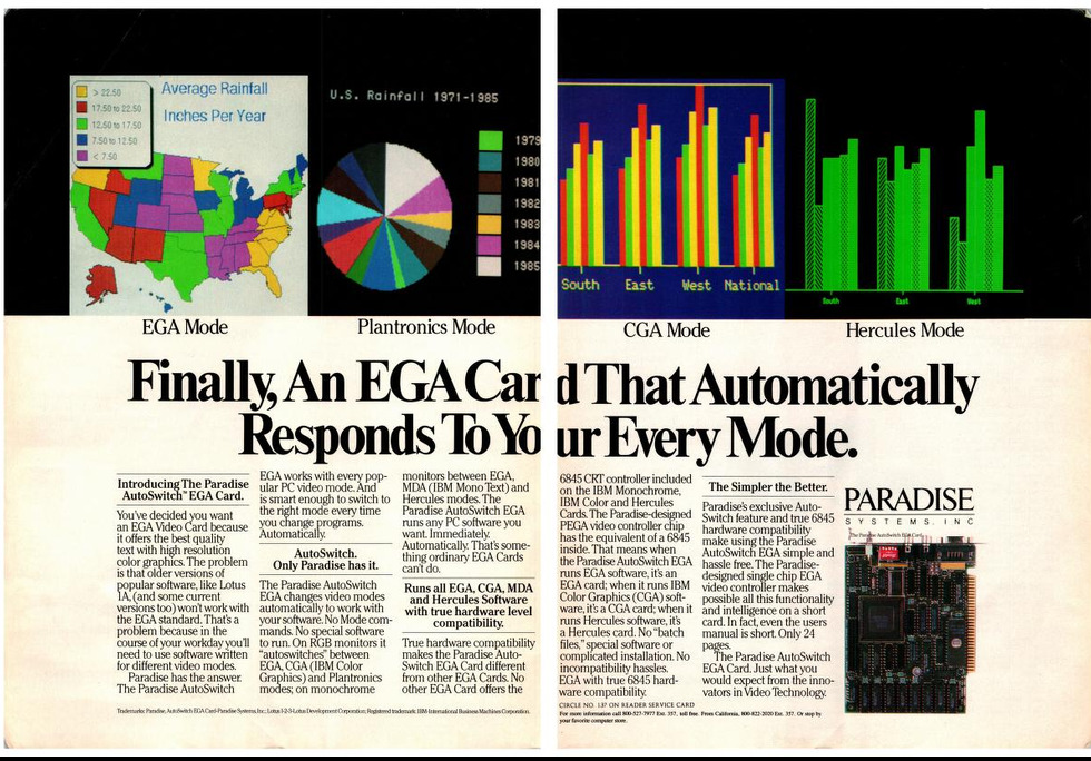 a print advertisement for the Paradise AutoSwitch EGA Card