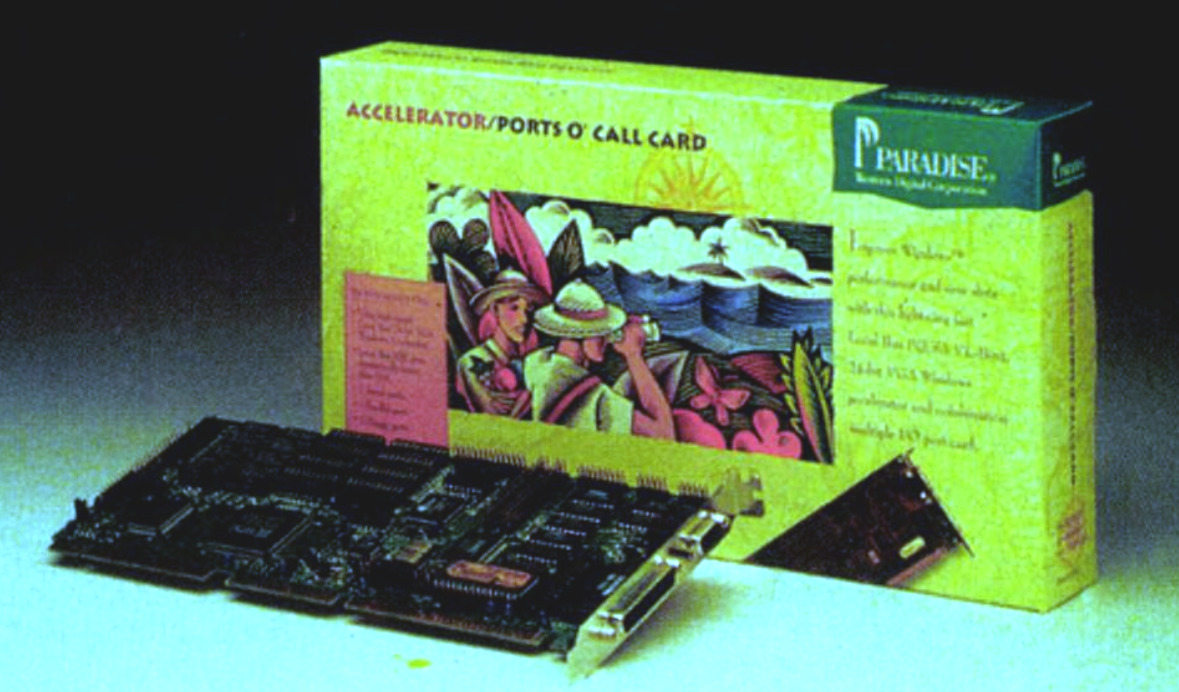 scan of the Ports O' Call advert from Science et vie micro 112 Jan 1994, showing the card and the box art as described here
